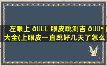 左眼上 🐝 眼皮跳测吉 🌺 凶大全(上眼皮一直跳好几天了怎么回事)